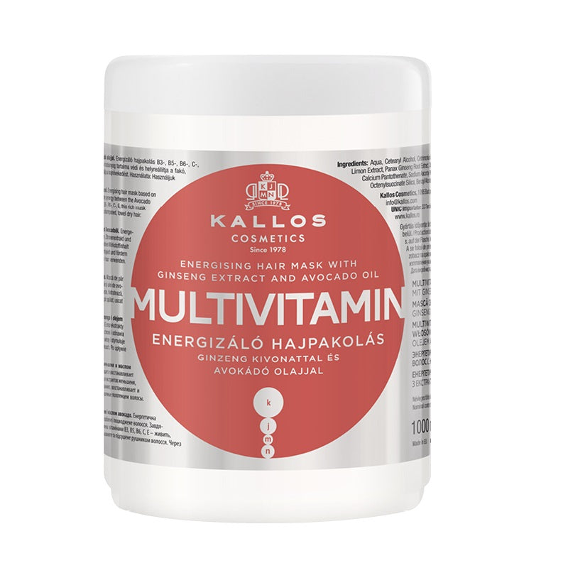 цена Kallos KJMN Multivitamin Energizing Hair Mask бодрящая маска для волос с экстрактом женьшеня и маслом авокадо 1000мл