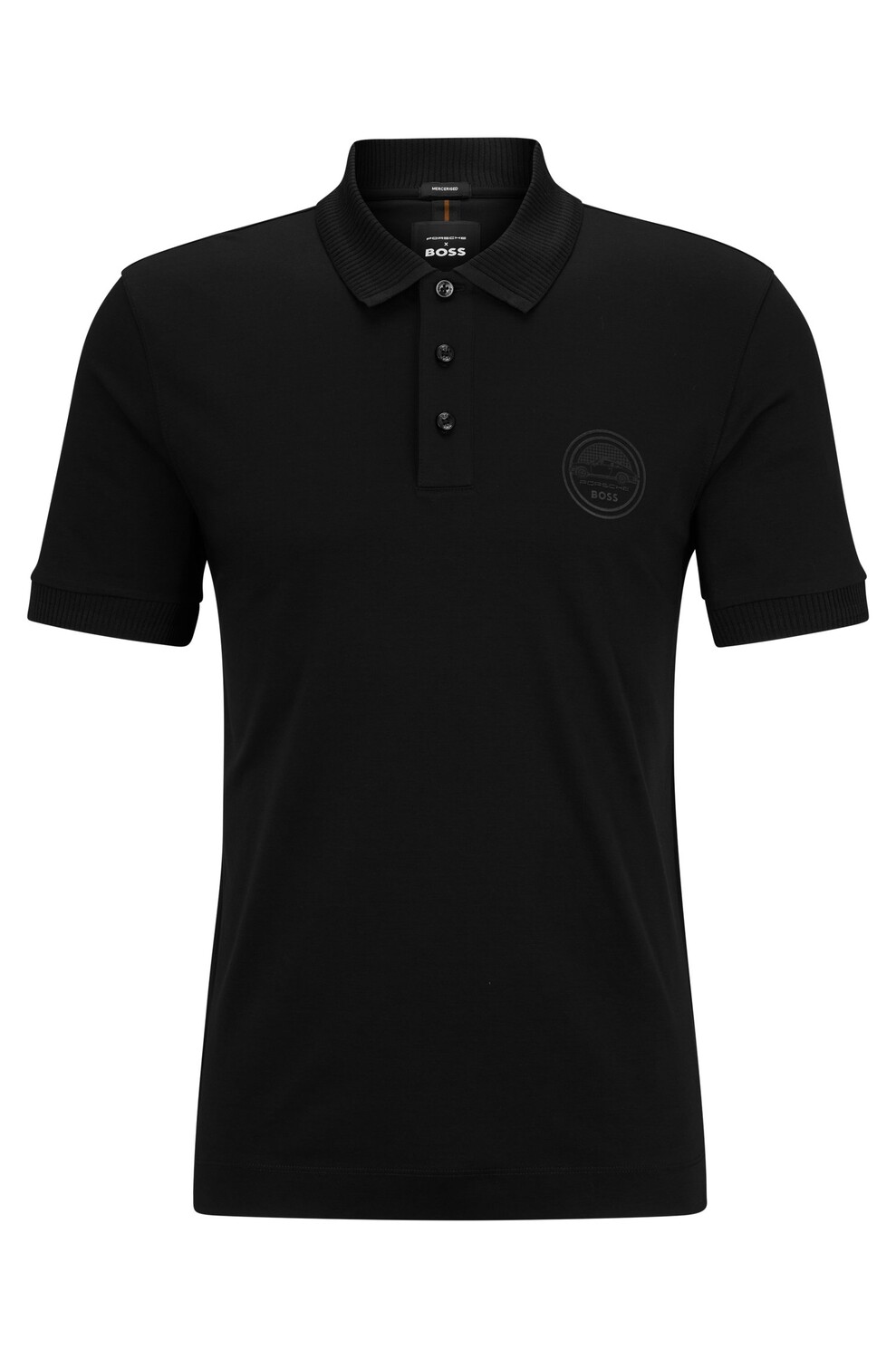 

Рубашка-поло Hugo Boss Porsche X Boss Mercerized-cotton Slim-fit, чёрный