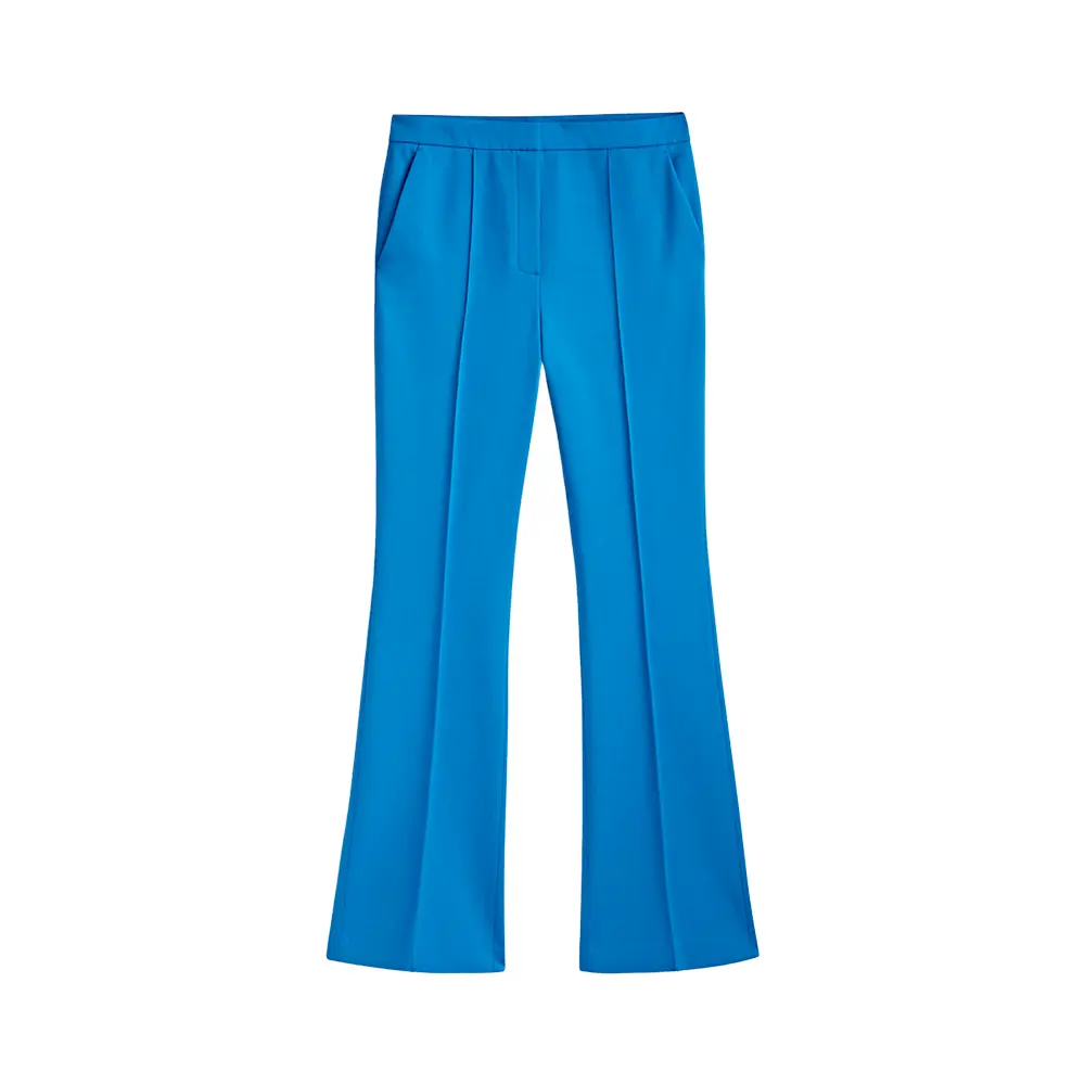 

Брюки Massimo Dutti Wool Blend Suit Trousers With Central Seam, синий