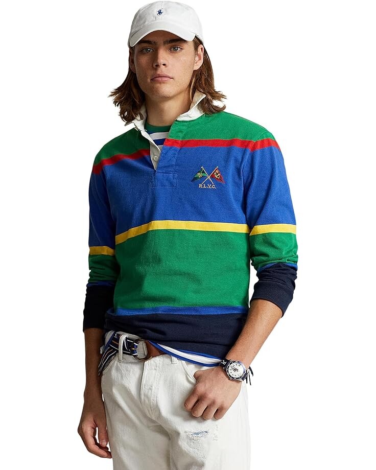 

Рубашка Polo Ralph Lauren Classic Fit Striped Jersey Rugby Shirt, зеленый