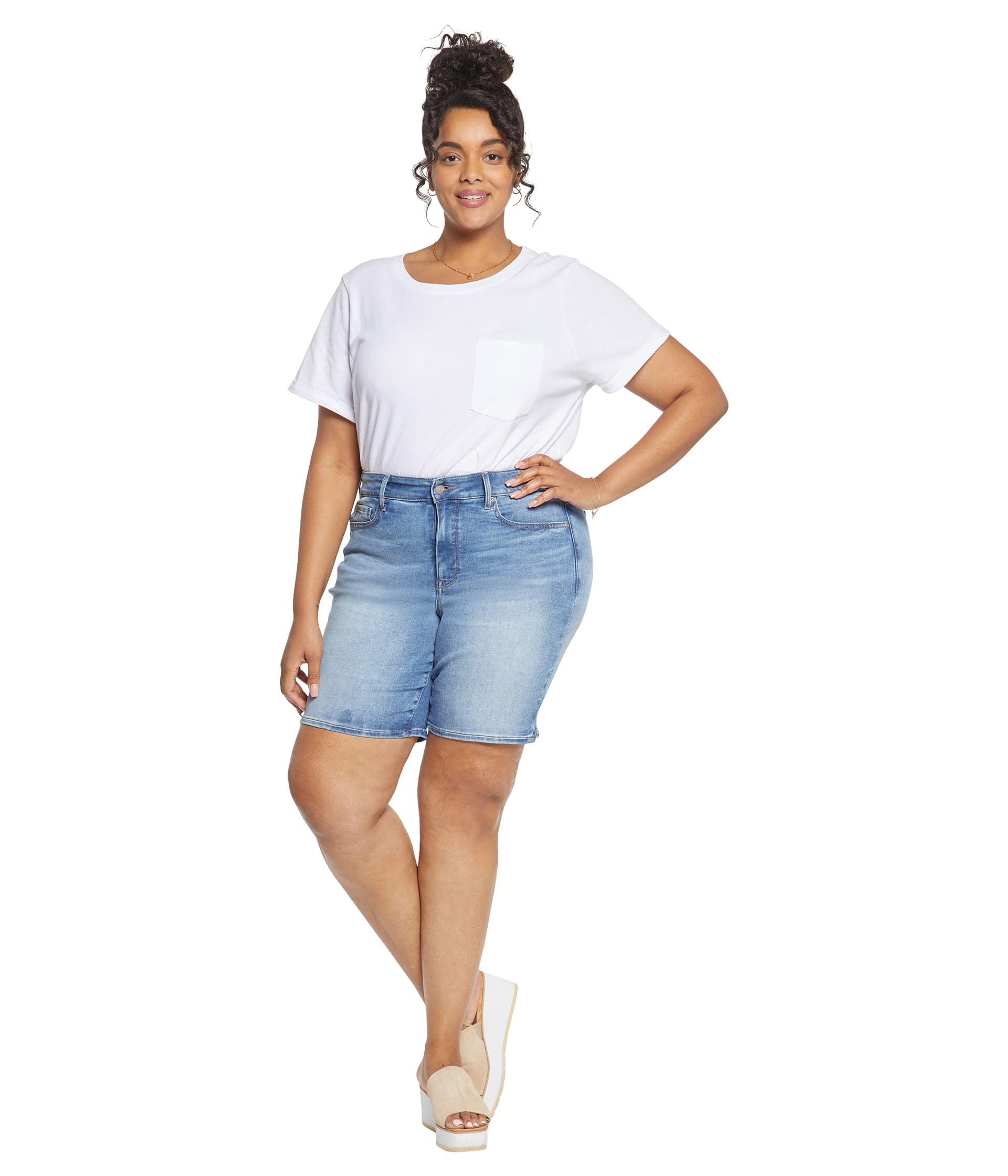 Шорты NYDJ Plus Size, Plus Size Ella Shorts with Sideseam Slits in Maele шорты nydj plus size plus size bermuda shorts