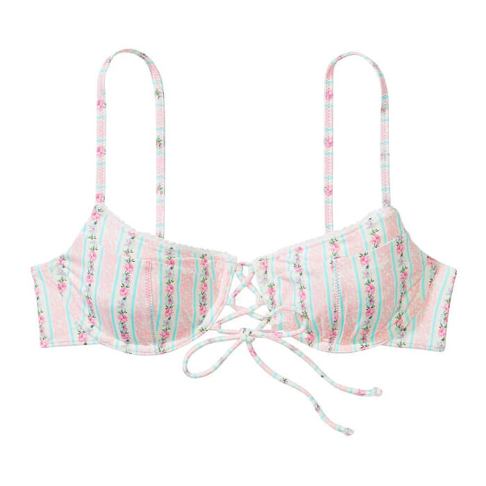 

Верх купальника Victoria's Secret Frankies Bikinis Lucia Floral Underwire, розово-белый