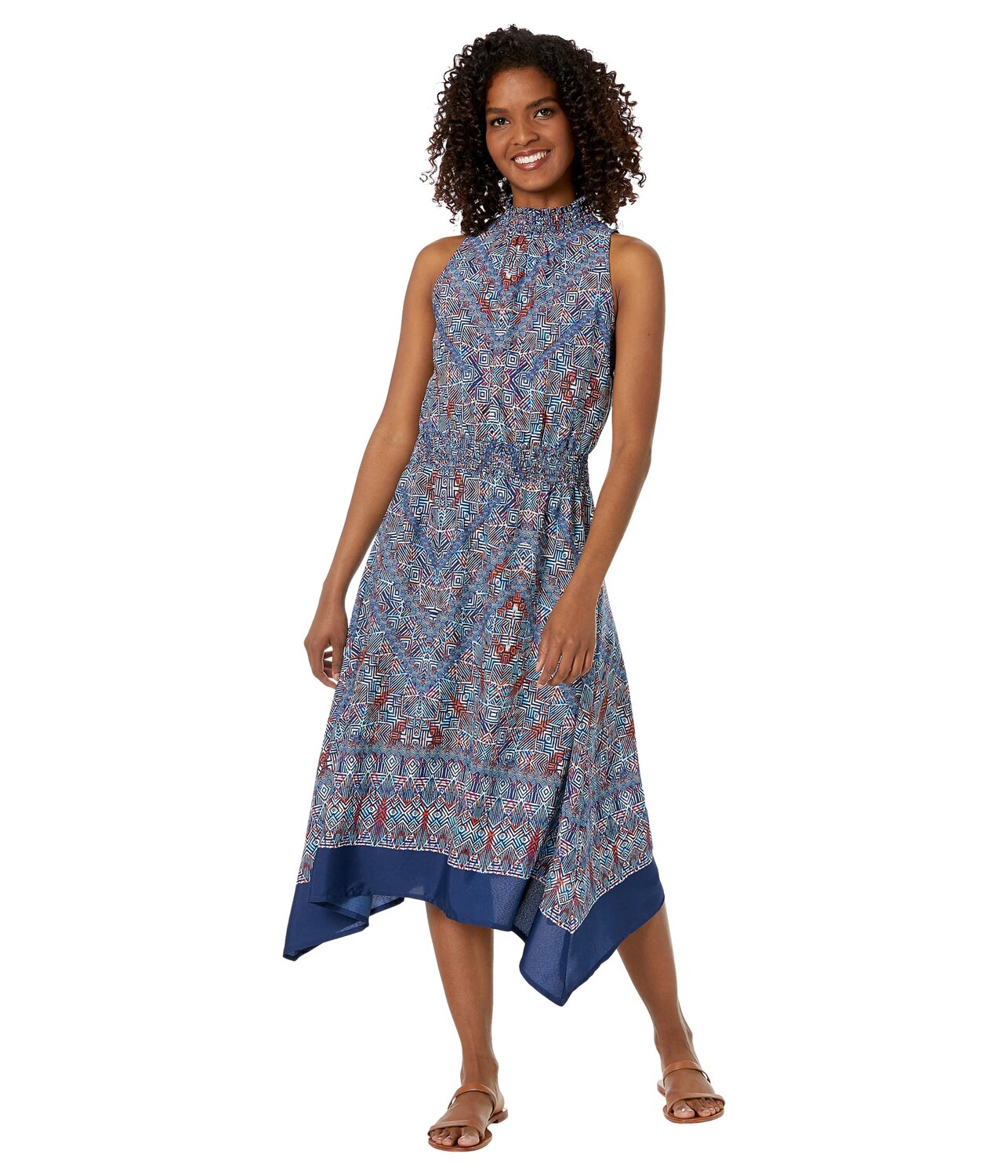 

Платье Roper, Midi Length Halter Neck Dress in Tribal Border Print