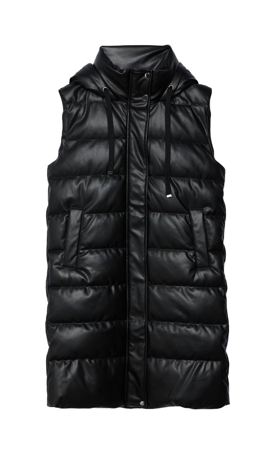 

Длинный пуховик из искусственной кожи Stradivarius