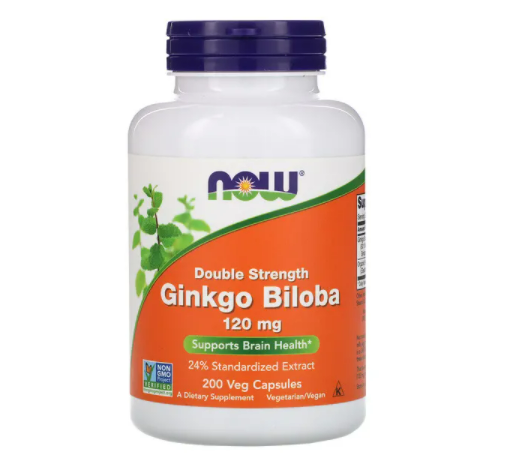 Гинкго билоба NOW Foods 120 мг, 200 капсул гинкго билоба двойной силы 120 мг 100 растительных капсул now foods