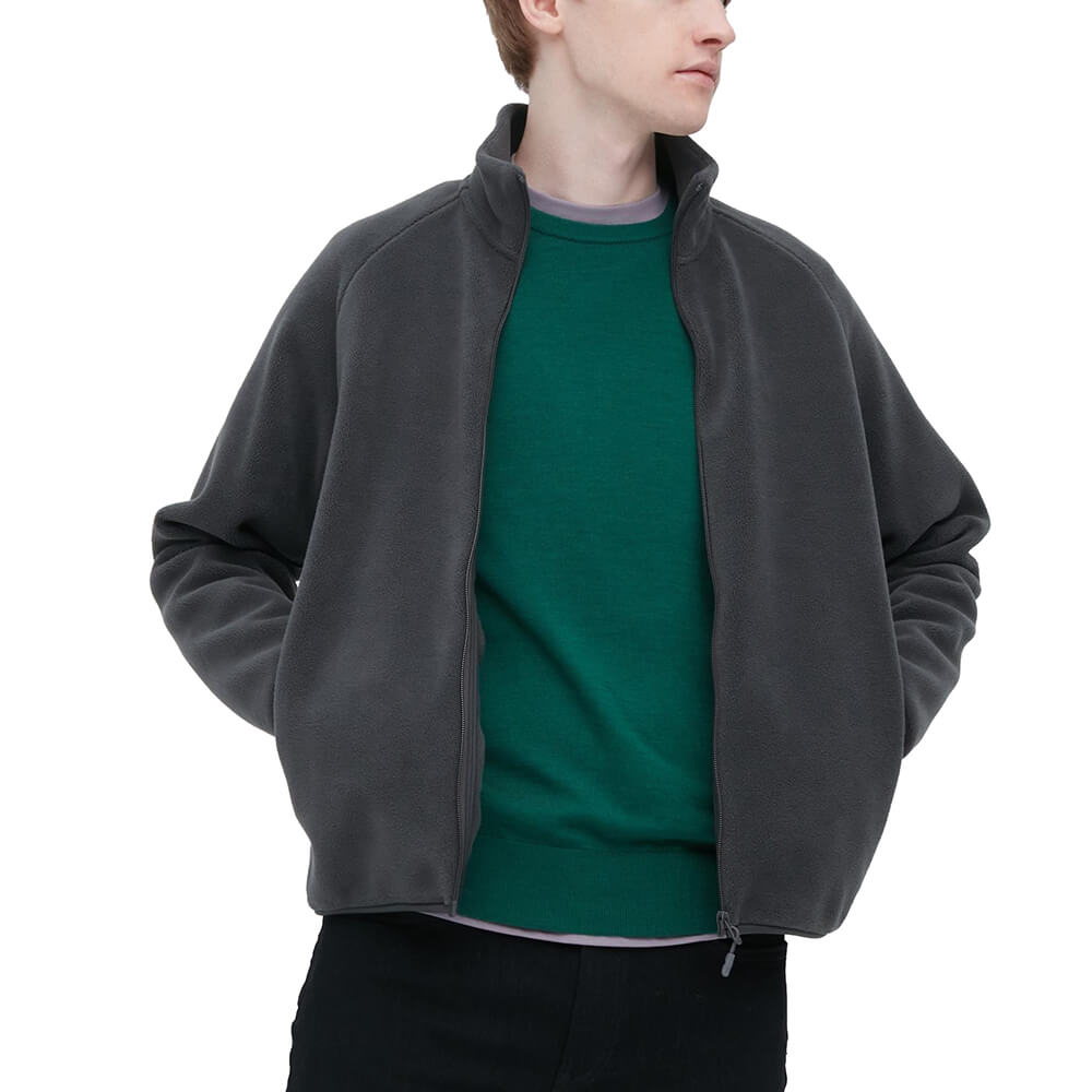 Толстовка унисекс Uniqlo Fleece Zipped, темно-серый - фото