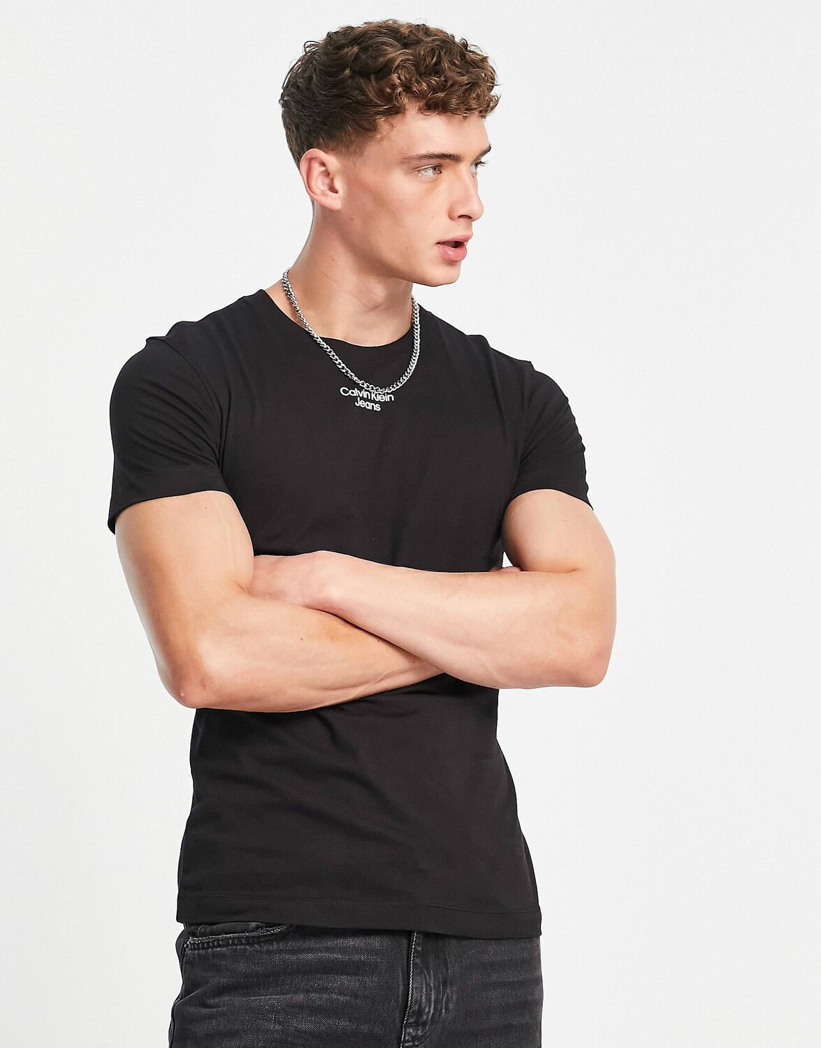 

Черная футболка с логотипом Calvin Klein Jeans, Черный