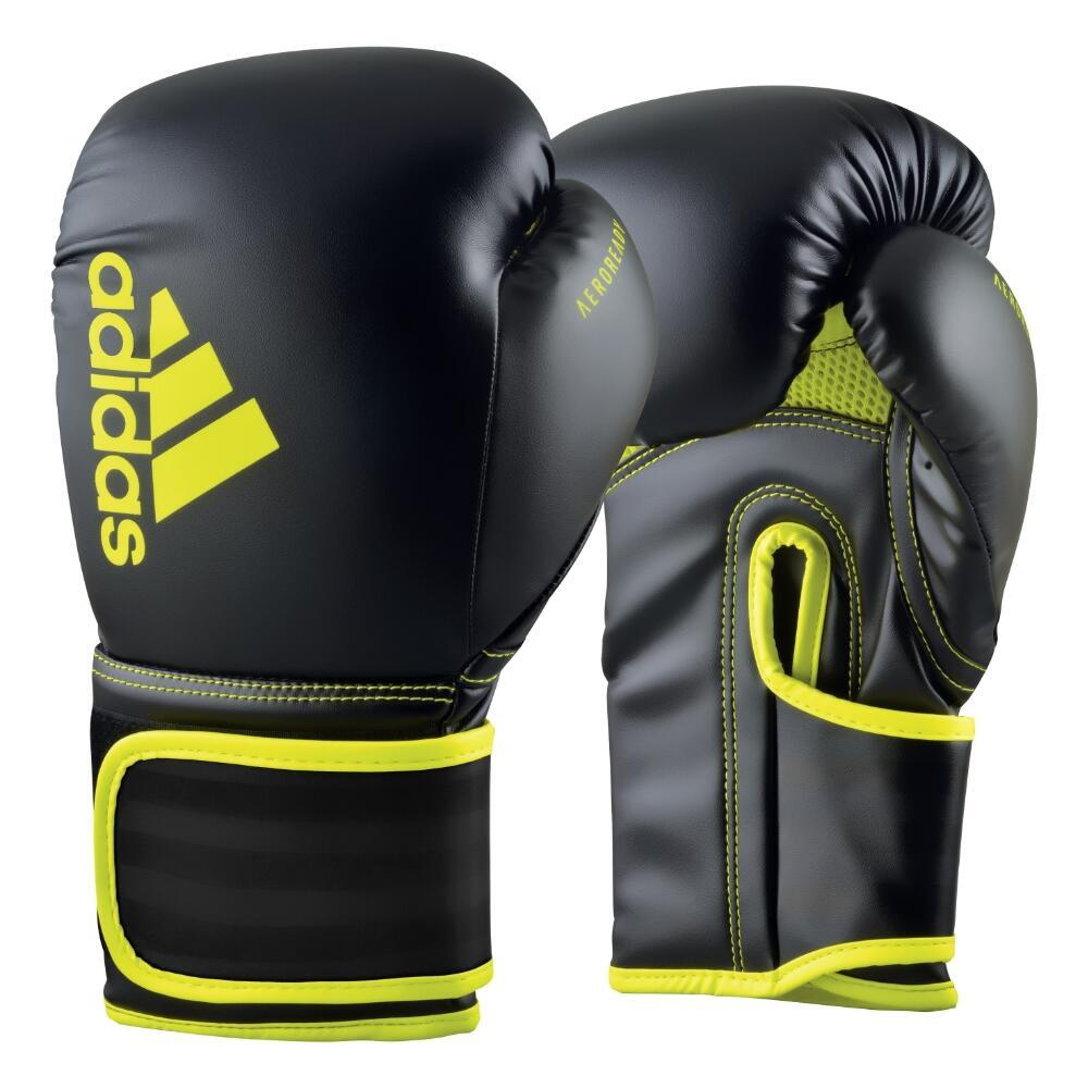 Боксерские перчатки Hybrid 80, черные/желтые, 6 унций ADIDAS, черный желтый