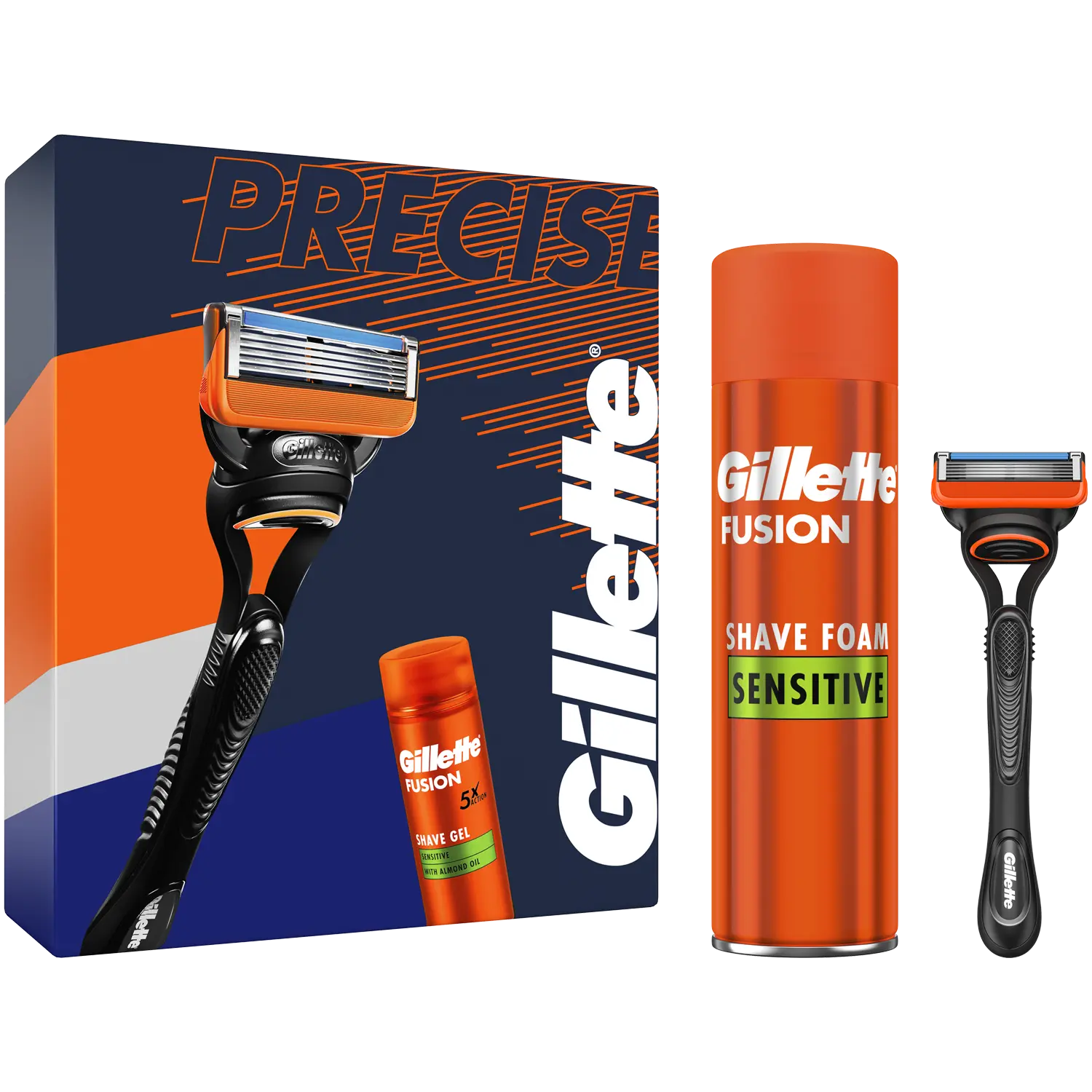 

Gillette Fusion набор: бритва, 1 шт + картридж, 1 шт + гель для бритья, 200 мл