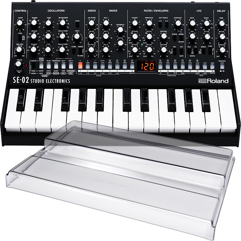 Roland Boutique SE-02 с клавиатурой K-25m - комплект Decksaver Boutique Series SE-02 Analog Synthesizer