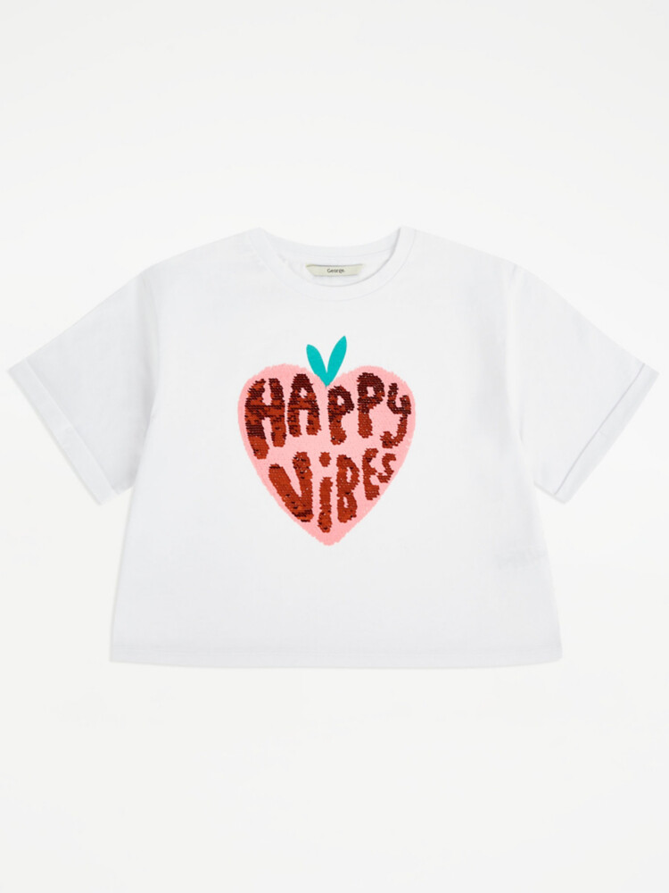 

Белая футболка с пайетками Happy Vibes George., белый
