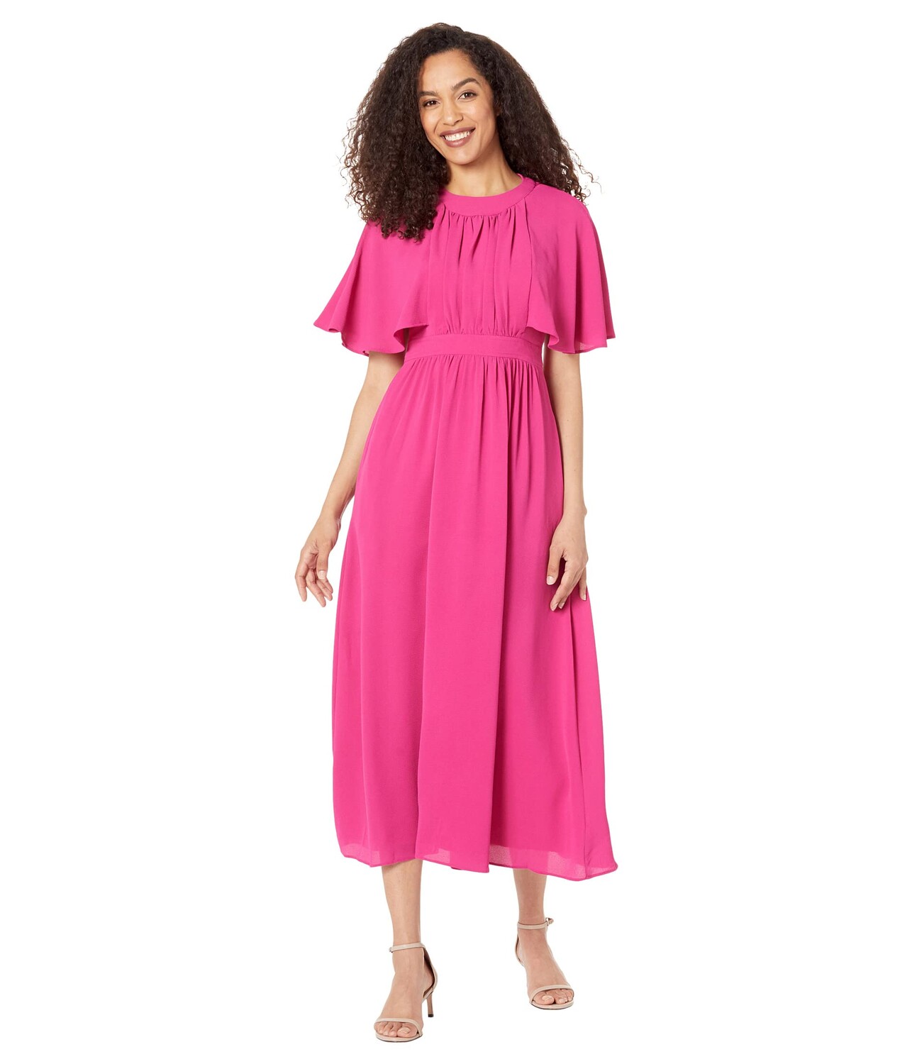 

Платье Maggy London, Maxi Dress with Flutter Sleeve and Jewel Neck