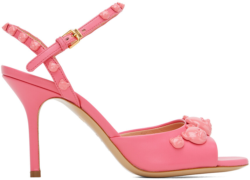 

Розовые босоножки на каблуке с заклепками Teddy Moschino