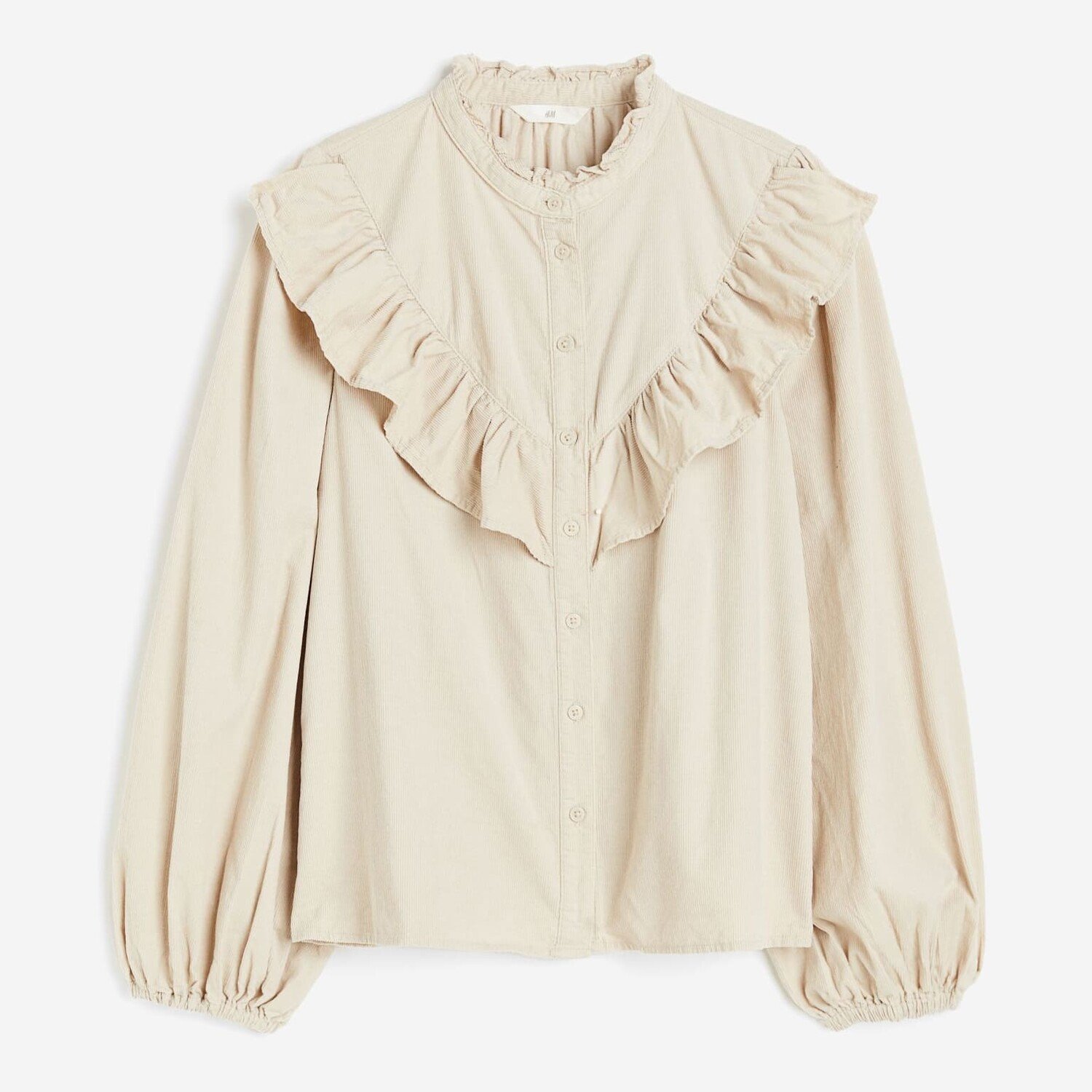 

Блуза H&M Ruffle-trimmed, светло-бежевый