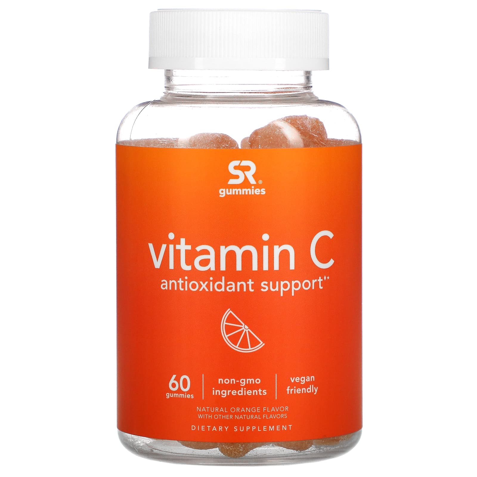 Витамин C Sports Research, натуральный апельсин, 60 жевательных таблеток