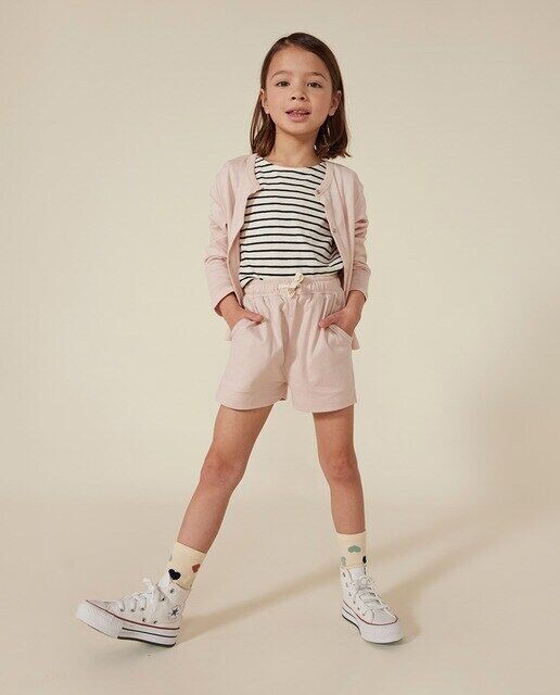

Хлопковое платье с короткими рукавами и принтом для девочек Petit Bateau, розовый