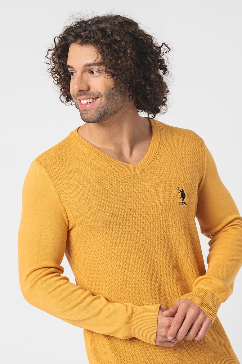 Облегающий свитер с заостренным воротником U S Polo Assn , желтый