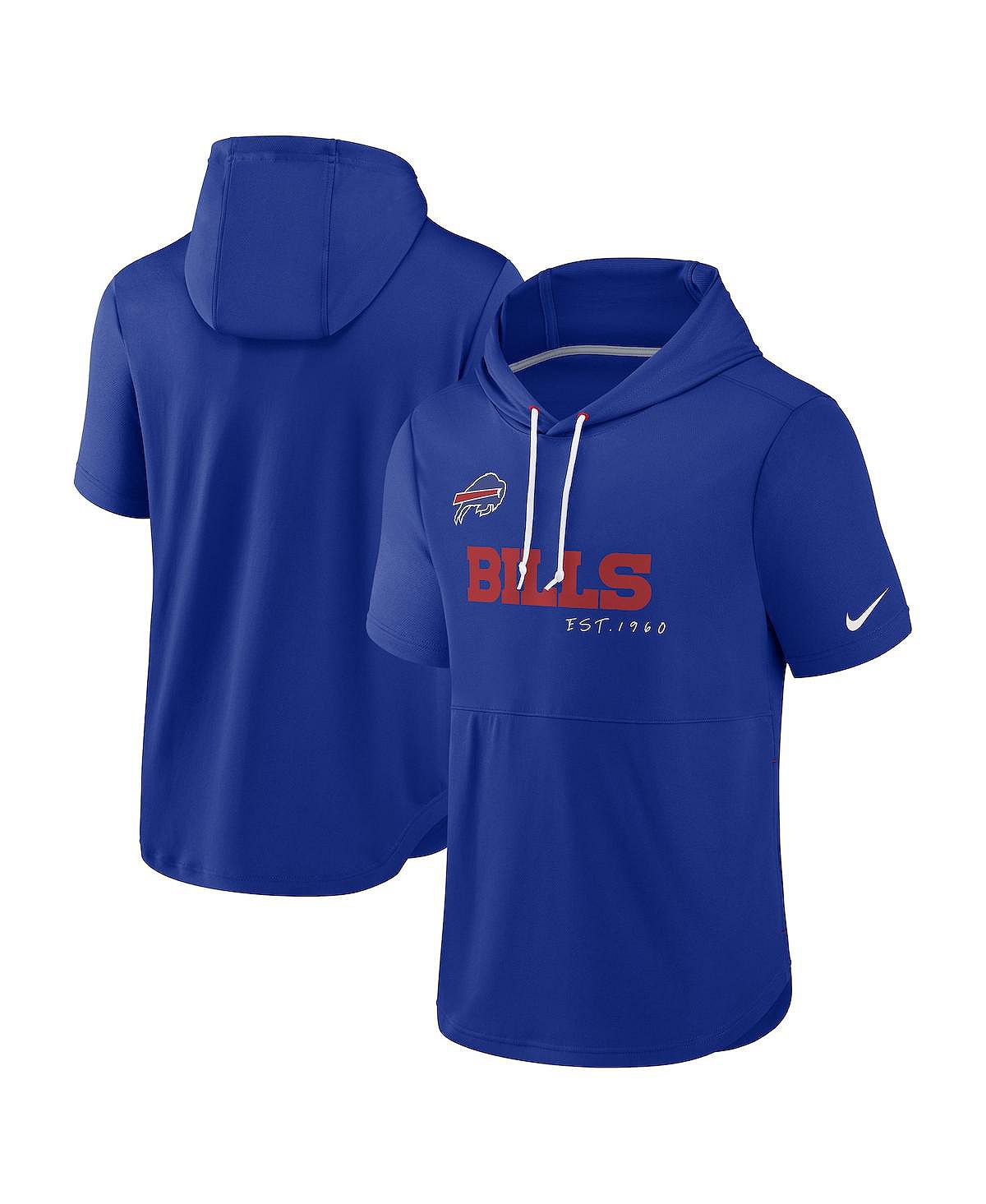 цена Мужской пуловер с капюшоном Royal Buffalo Bills с короткими рукавами Nike