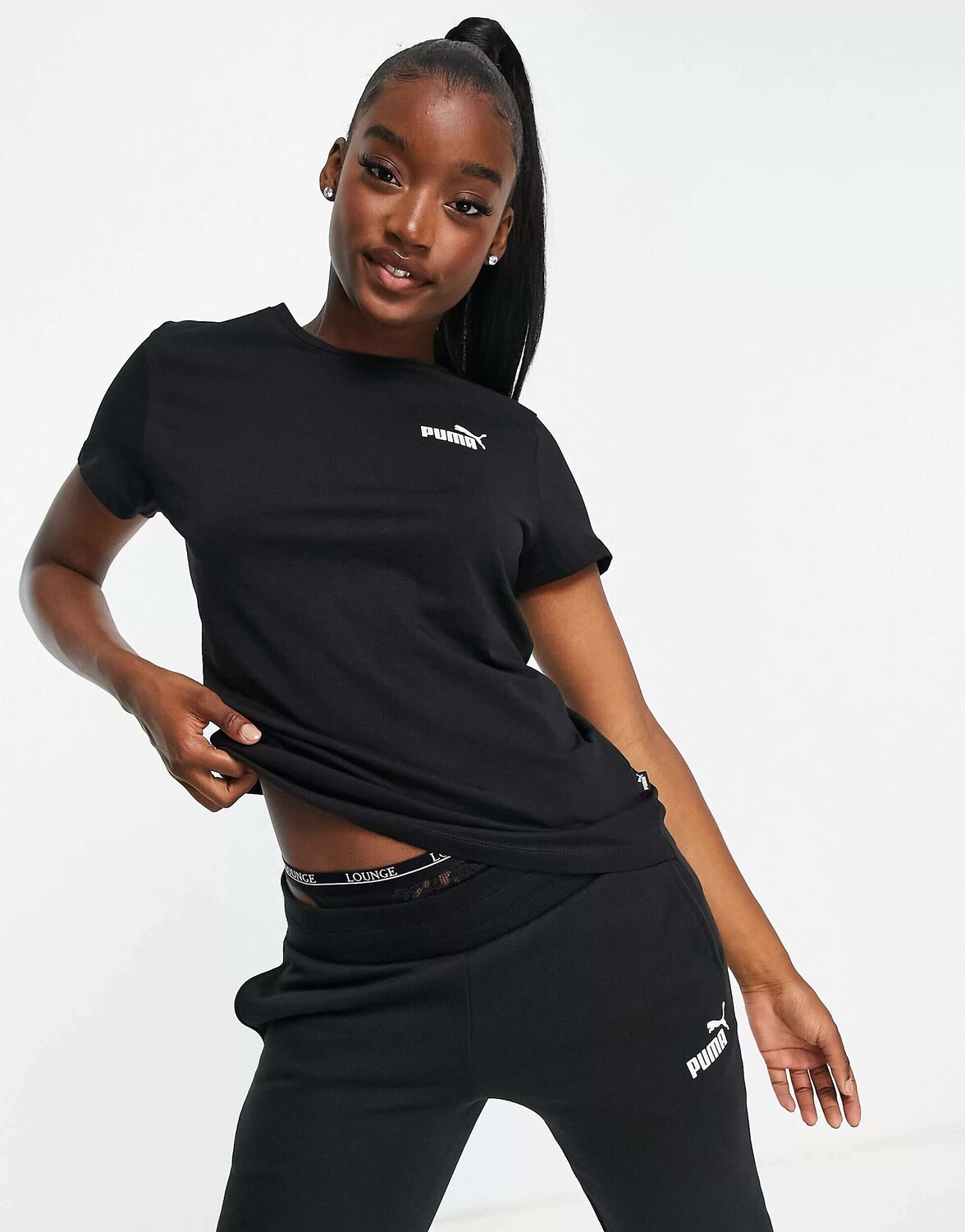 

Черная футболка с маленьким логотипом Puma Essentials, Черный
