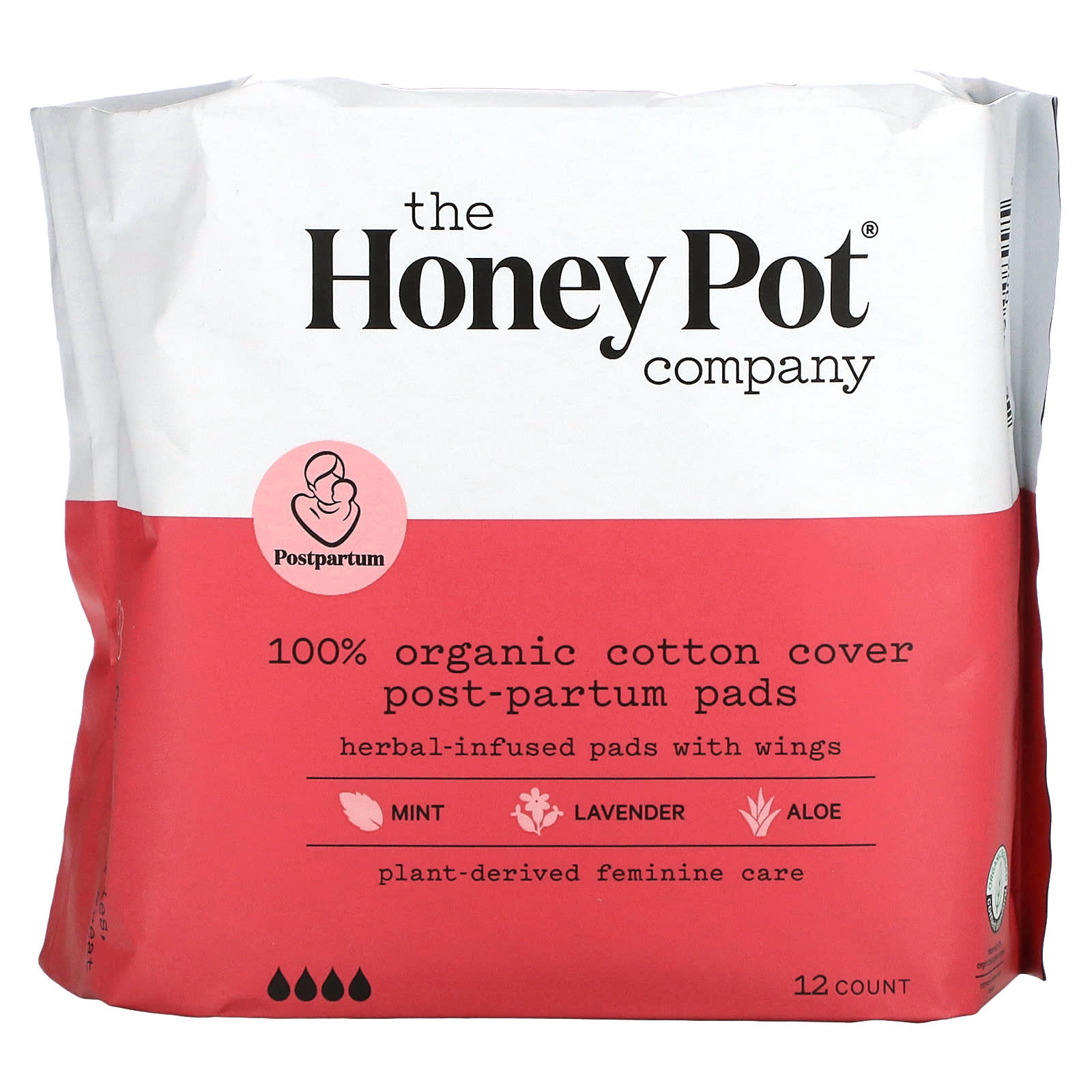 Органические Прокладки The Honey Pot Company с крылышками, на травяной основе