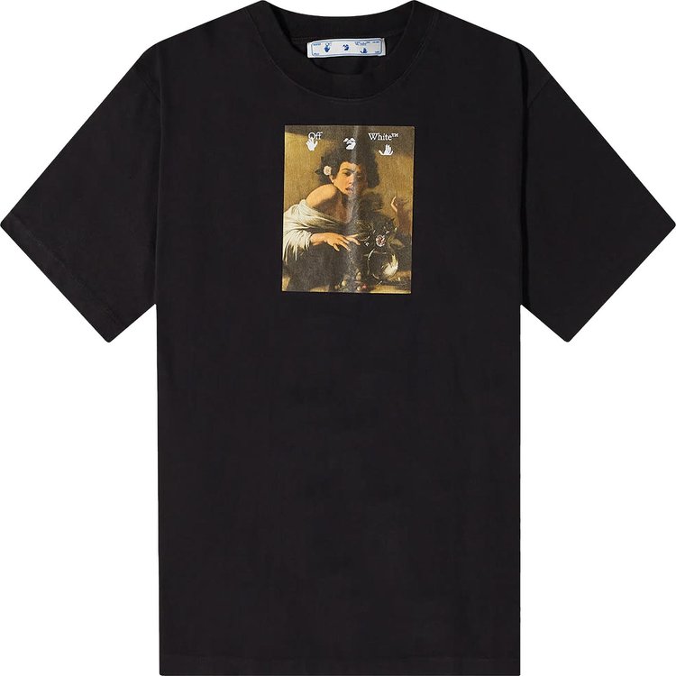 Футболка Off-White Caravaggio Boy Over Tee 'Black/Multicolor', черный - фото