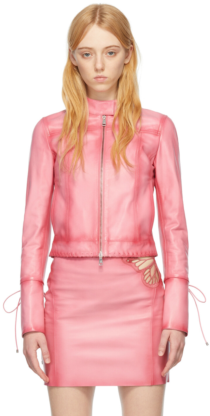 

Розовая кожаная куртка Blumarine, Розовый
