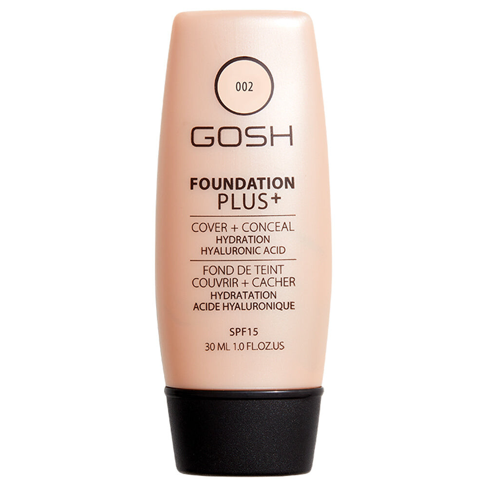 

Gosh Foundation Plus+ корректирующая тональная основа для лица 002 Слоновая кость 30мл