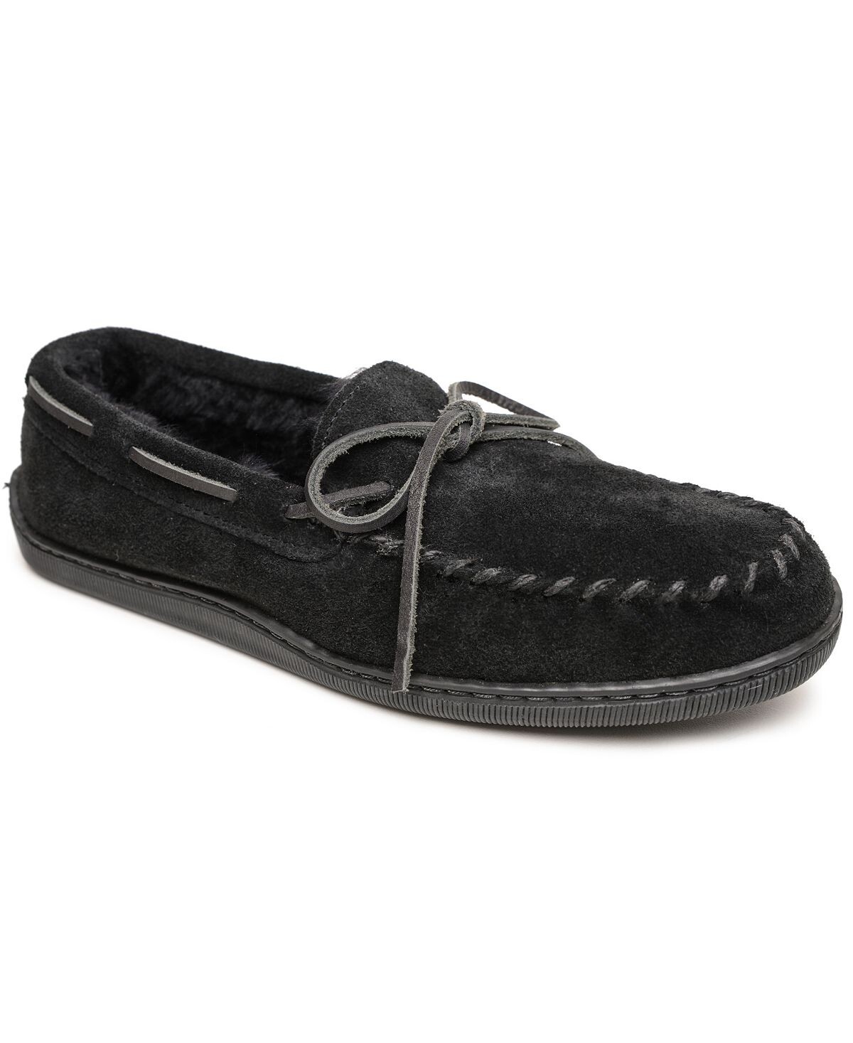 

Мужские тапочки-мокасины из овчины с твердой подошвой Minnetonka, черный