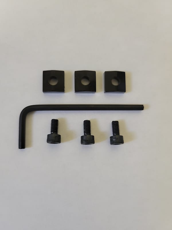 Накладки для стопорных гаек Floyd Rose 3 шт., черные, 3 винта и шестигранный ключ Lock nut Pads