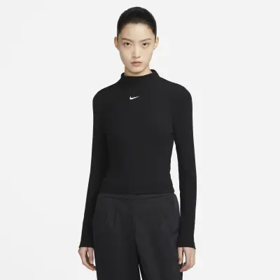 

Лонгслив Nike Sportswear Essential Ribbed Mock-Neck, черный/черный