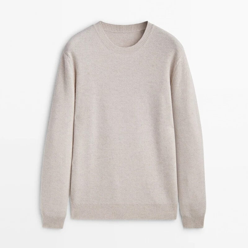 

Свитер Massimo Dutti Wool Blend Smocked Knit, бежевый