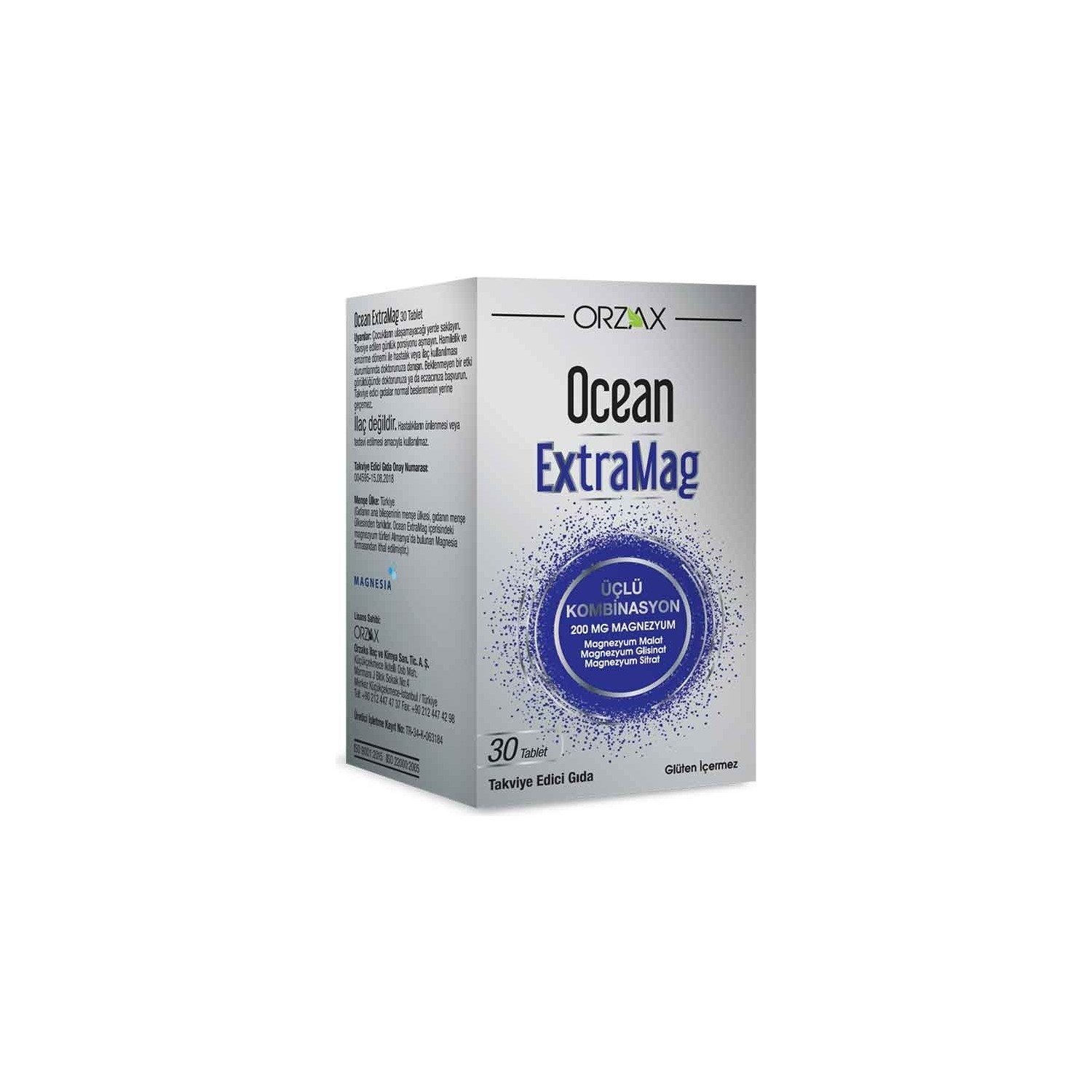 Комбинированная добавка Orzax Ocean Extramag, 30 таблеток селен orzax ocean 5 упаковок по 60 таблеток