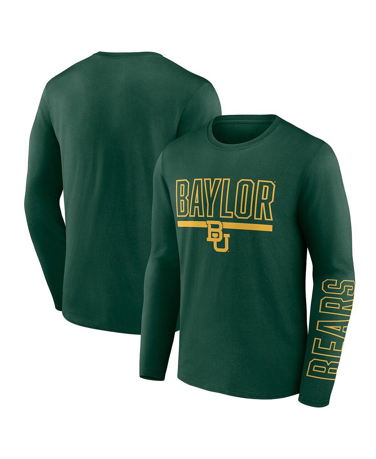 

Мужская фирменная зеленая футболка с длинным рукавом baylor bears modern two-hit Fanatics, зеленый