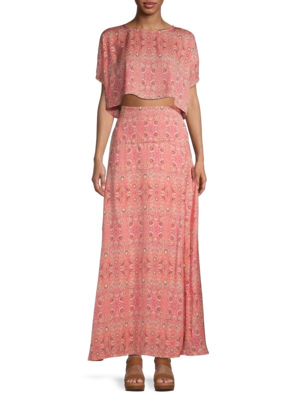 

Комплект из двух частей укороченного топа и юбки marion Free People Pink