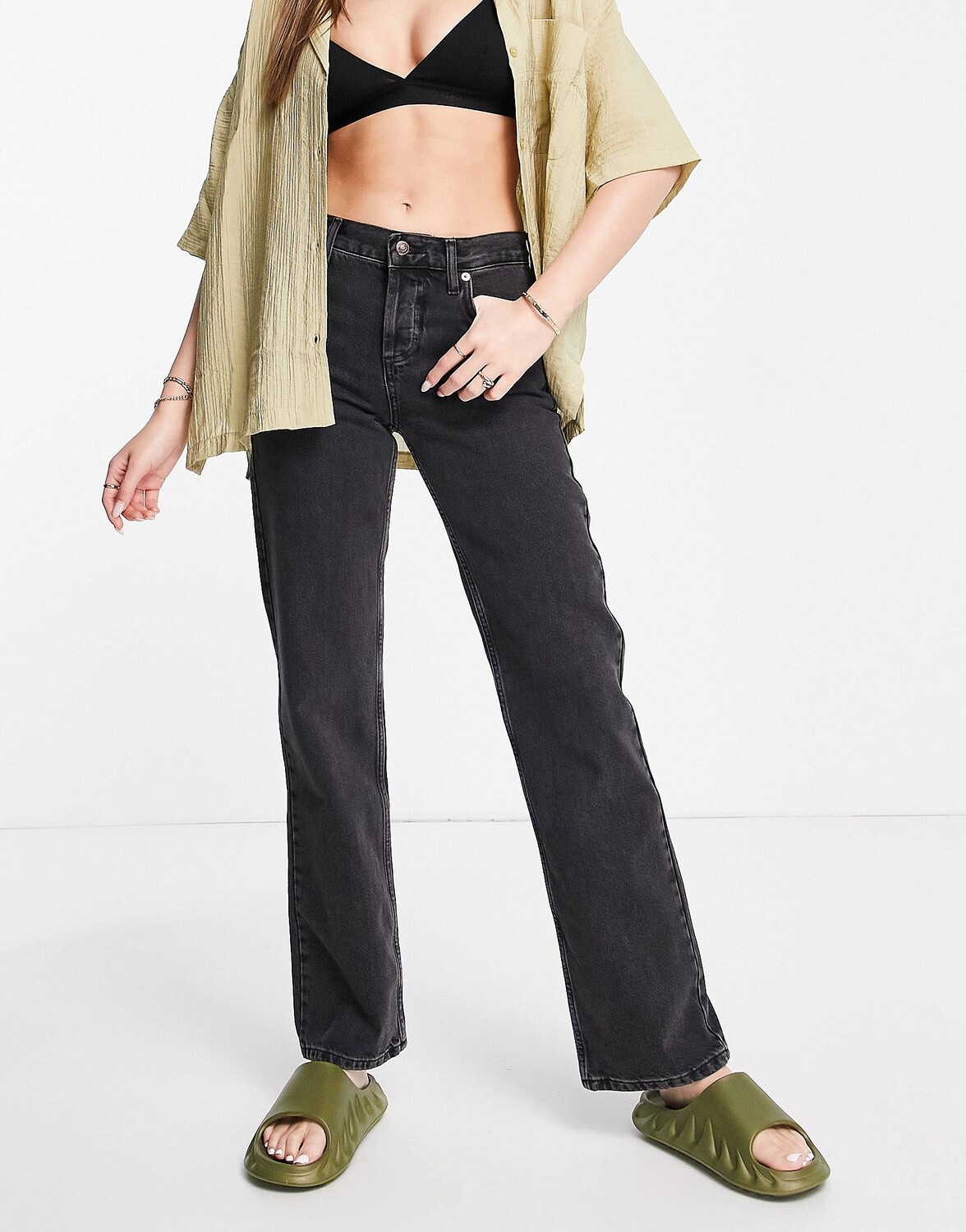 

Черные джинсы со средней посадкой Topshop Kort