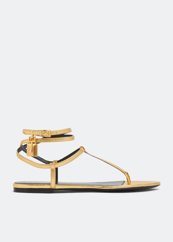 Сандалии TOM FORD Padlock laminated flat sandals, золотой blossom padlock laminated brass cylinder 20mm 30mm 40mm