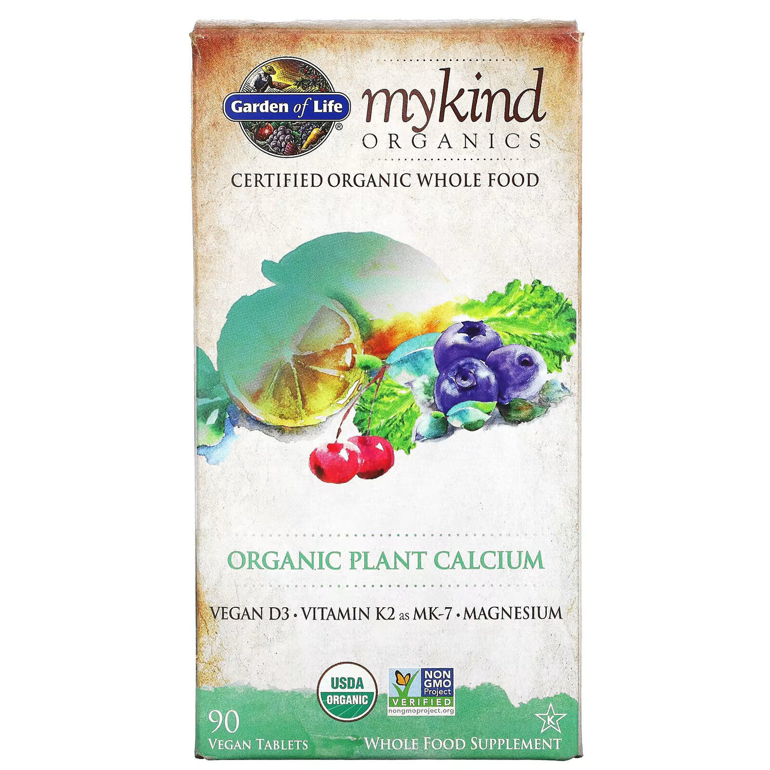 

Garden of Life, My Kind Organics, органический растительный кальций, 90 веганских таблеток