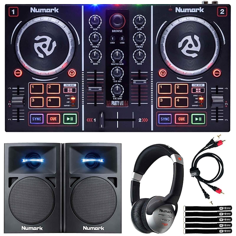 DJ-контроллер Numark Party Mix II со световым шоу + динамики и наушники Numark Party Mix II DJ Controller with Lightshow + Speakers & Headphones dj контроллер numark partymix ii