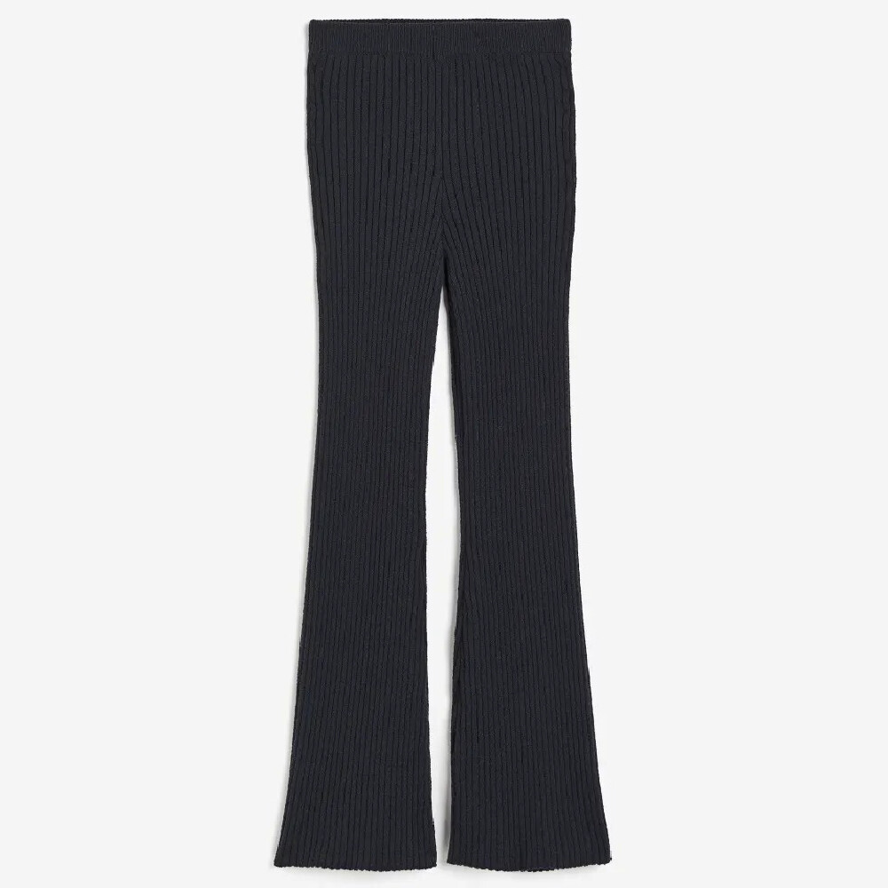 

Брюки H&M Flared Rib-knit, темно-серый
