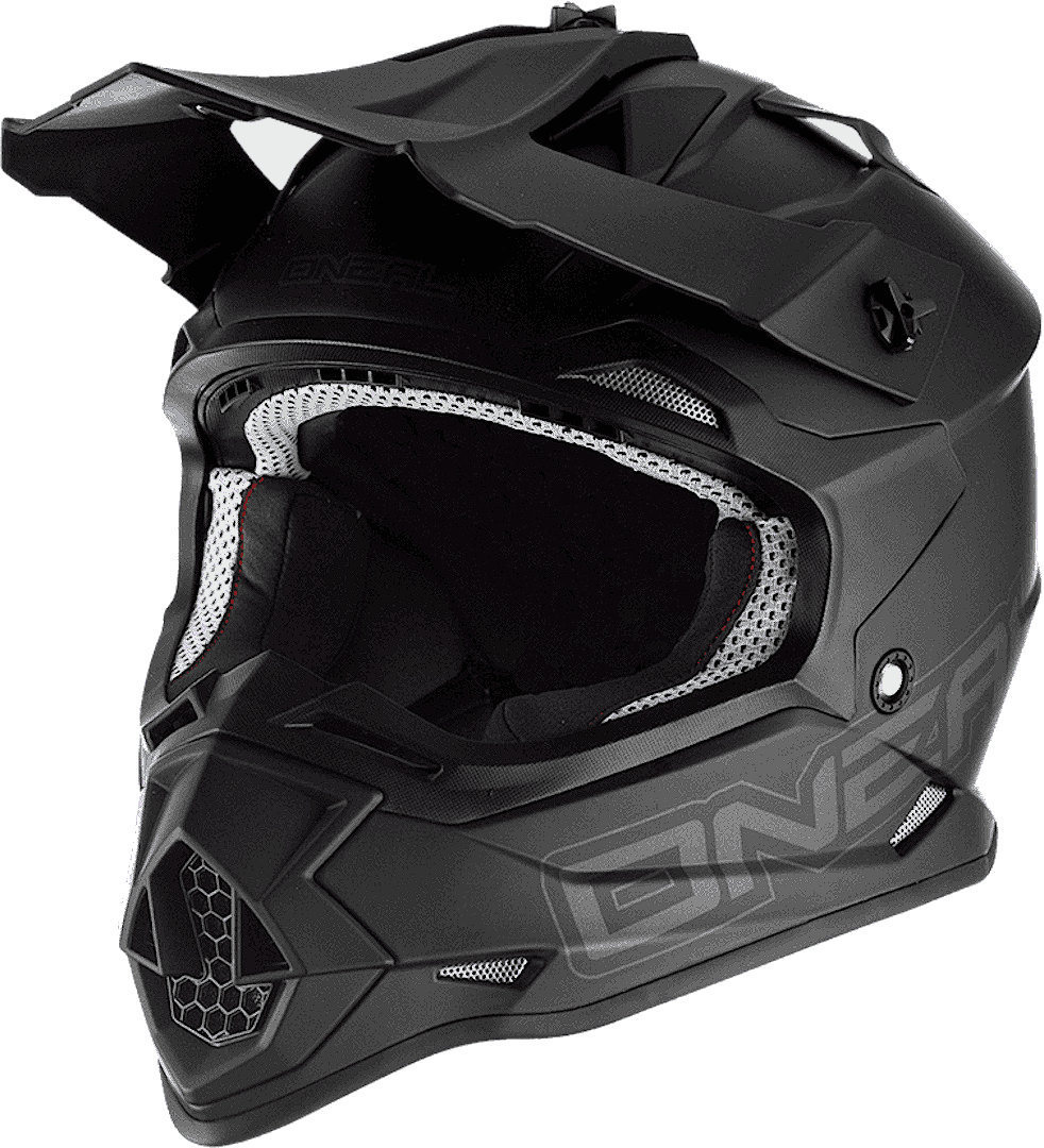 2series глюк шлем пик oneal черно белый Шлем Oneal 2Series Solid 2023 для мотокросса, черный