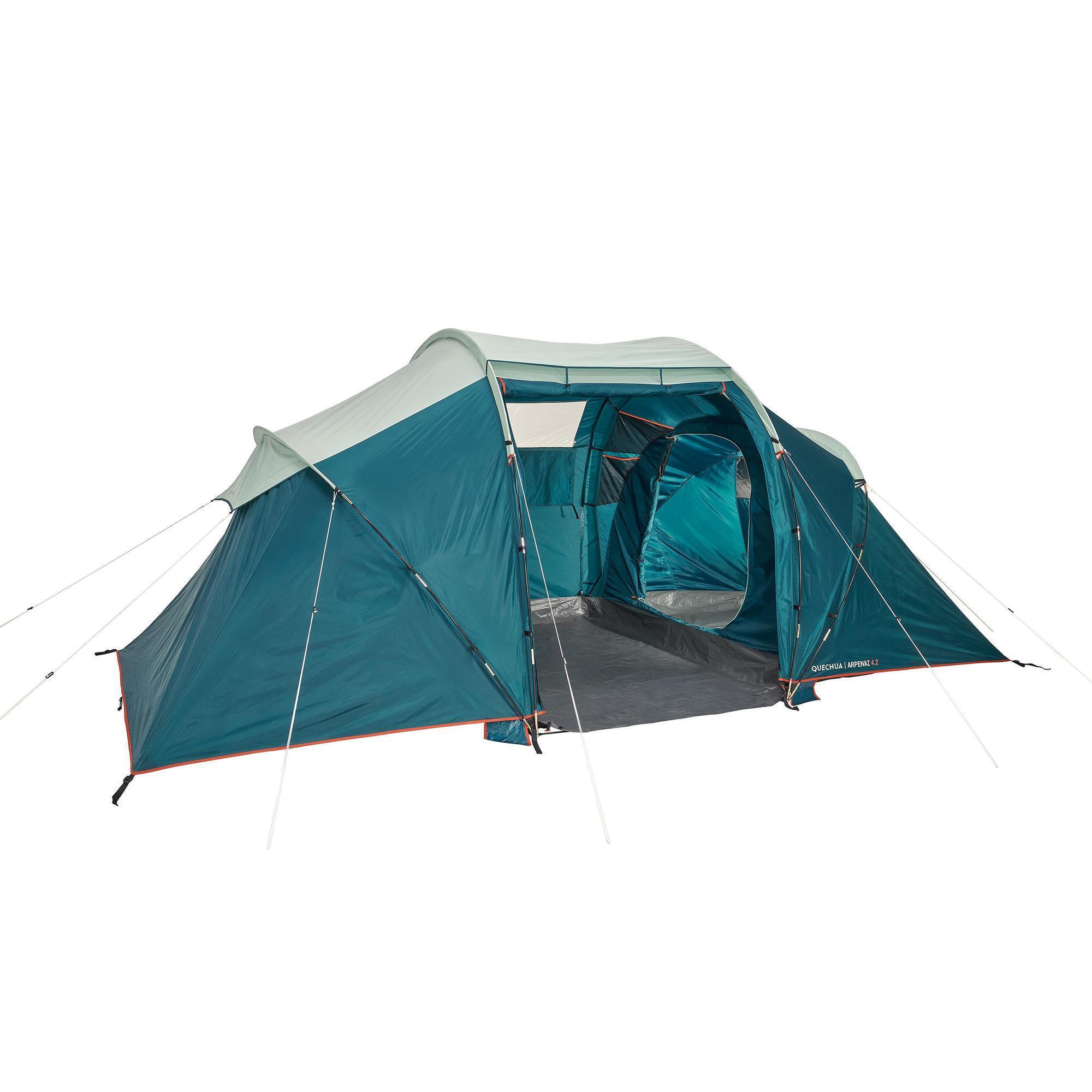 Палатка для кемпинга Quechua Arpenaz 4.2 4-х местная 2-комнатная, бирюзовый