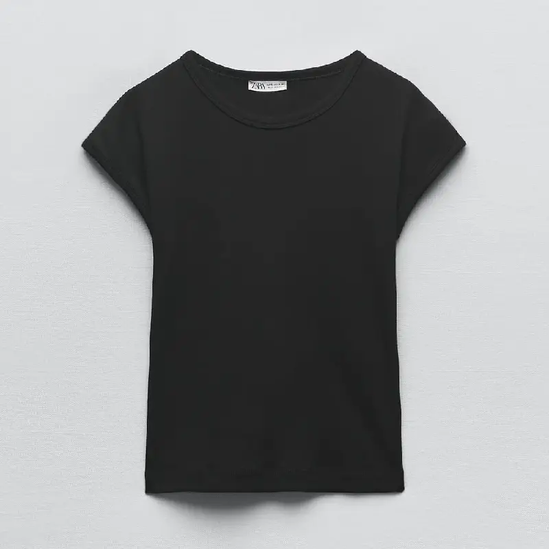 

Футболка Zara Ribbed, черный