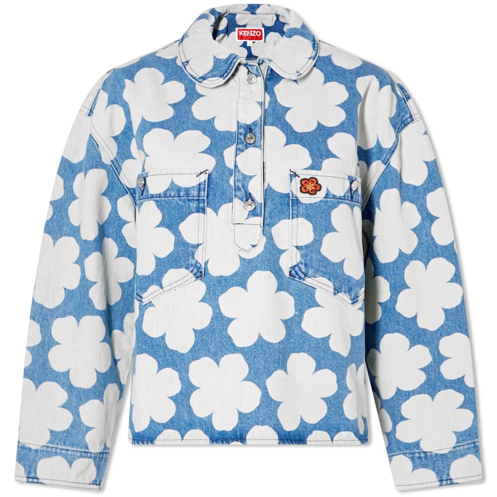 

Рубашка Kenzo Poppy Print Denim Polo Overshirt