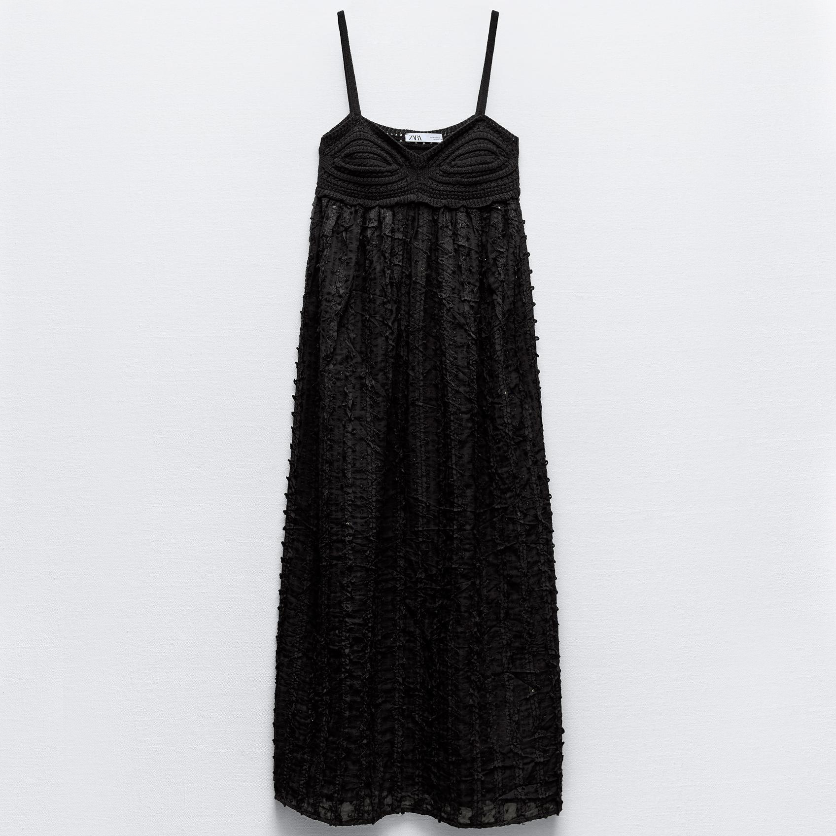 Платье Zara Combined Sequinned Knit, черный