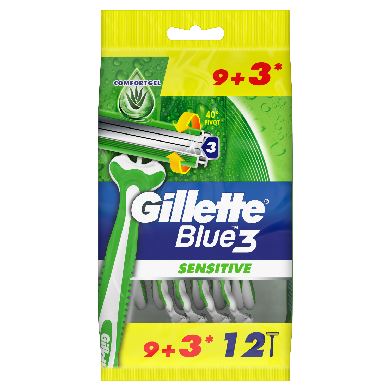 

Gillette Blue 3 Sensitive одноразовая бритва мужская, 12 шт/уп