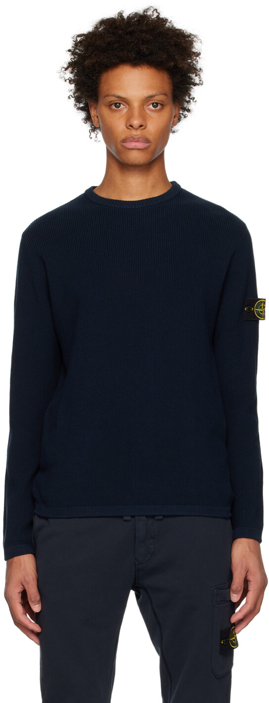 

Темно-синий свитер в рубчик Stone Island