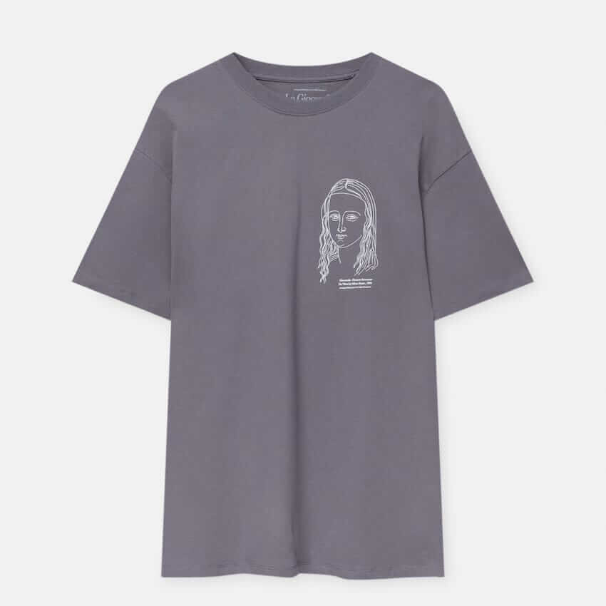 

Футболка Pull&Bear Leonardo Da Vinci Line Design, серый