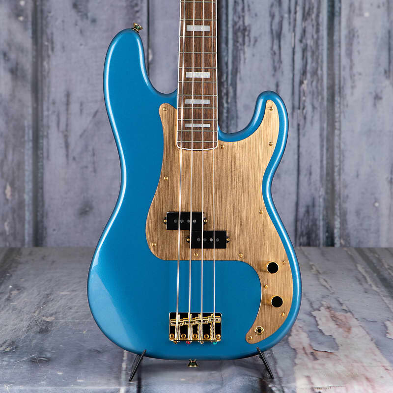 

Squier 40th Anniversary Gold Edition Precision Bass, синий цвет Лейк-Плэсид