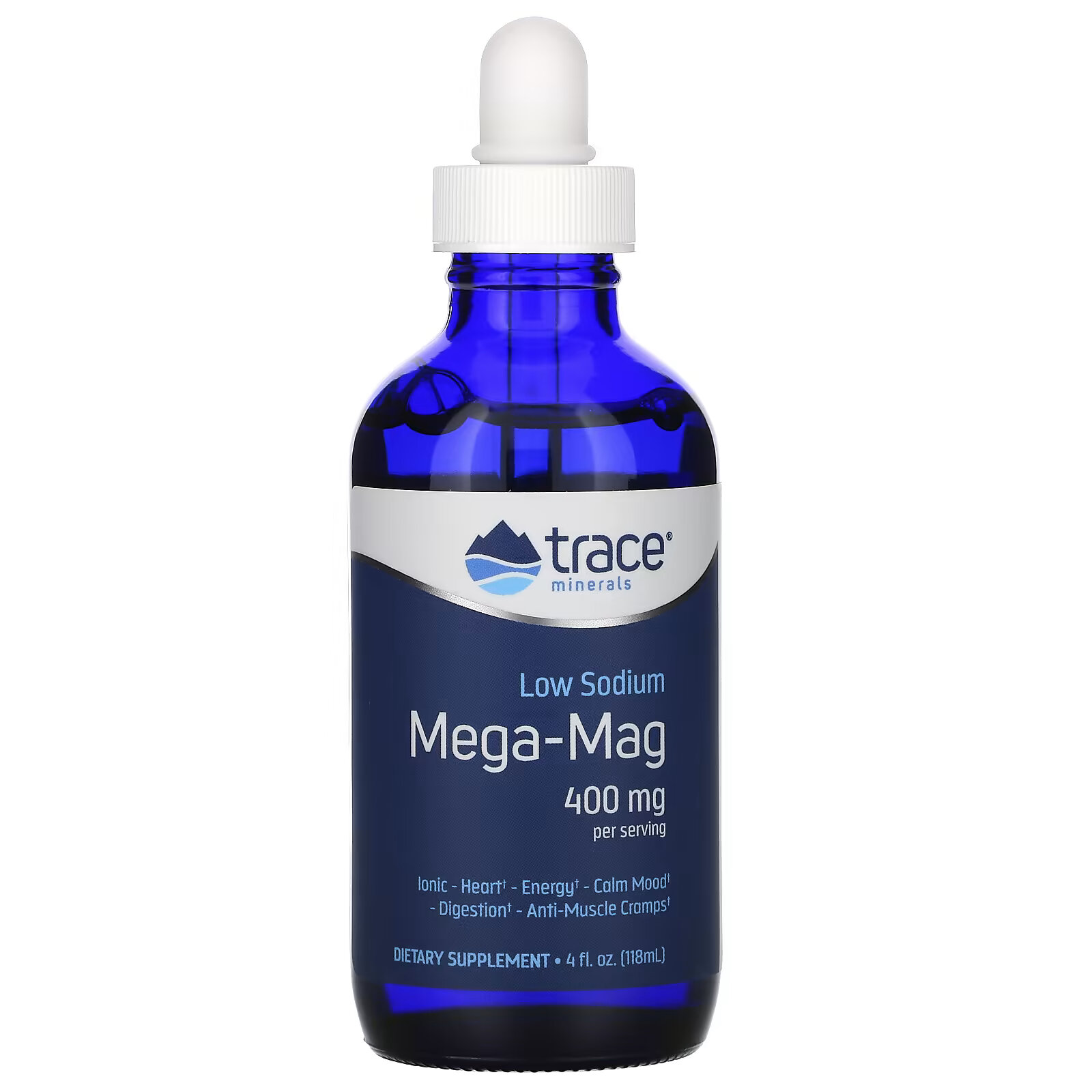 Trace Minerals Mega-Mag с низким содержанием натрия 400 мг, 118 мл