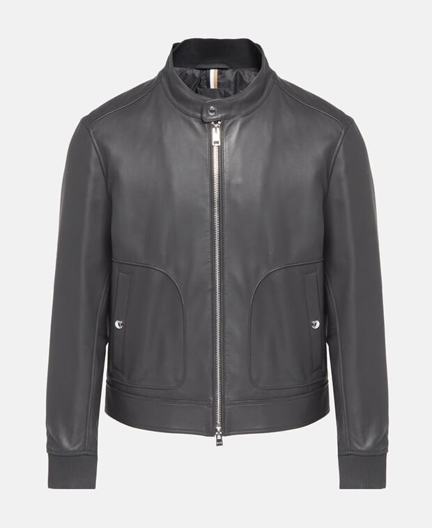 

Куртка из кожи ягненка Boss Black, черный